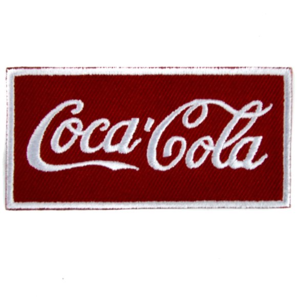Coca Cola Patch Rectangle Embroidered Iron On Sew Badge Soda Pop Soft Drink Coke - Picture 1 of 1